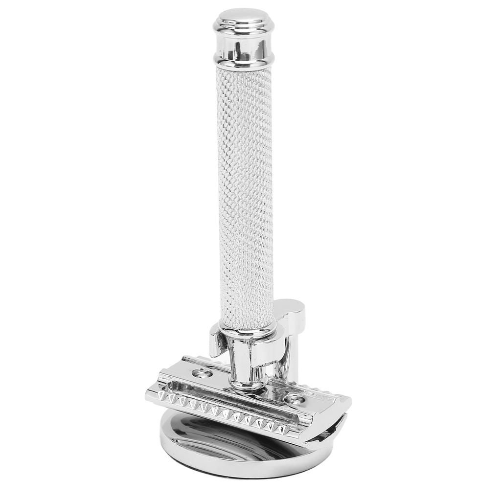 Shaving Razor Double Edge Manual Barber Shop Safety Shaver Kit for Men Sliver (without Blade)