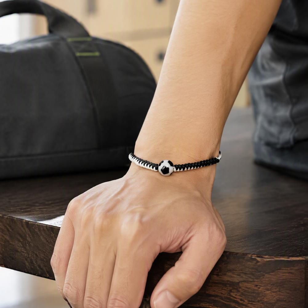 Trendy Sports Enthusiast Accessory Sports Themed Braided Bracelet with Adjustable Cord Hand Woven Rope Wristband for Enthusiasts