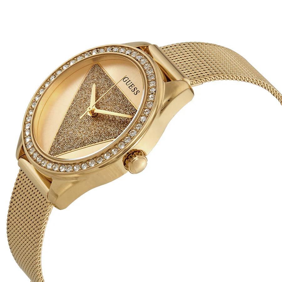 Ladies' Quartz Watch, Gold Dial, Mesh Strap, Crystal Inlay, Business Glamorous And Elegant Style, Dazzling And ShiningW1142L2