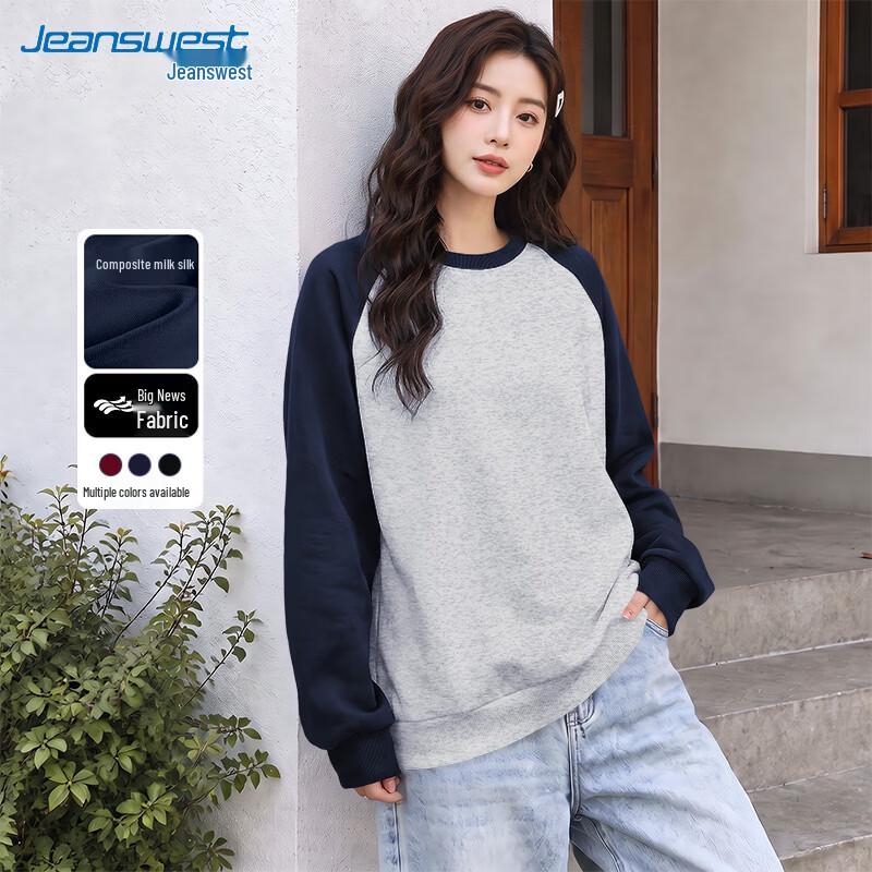 Jeanswest Women's Casual Crew Neck Raglan Sweatshirt