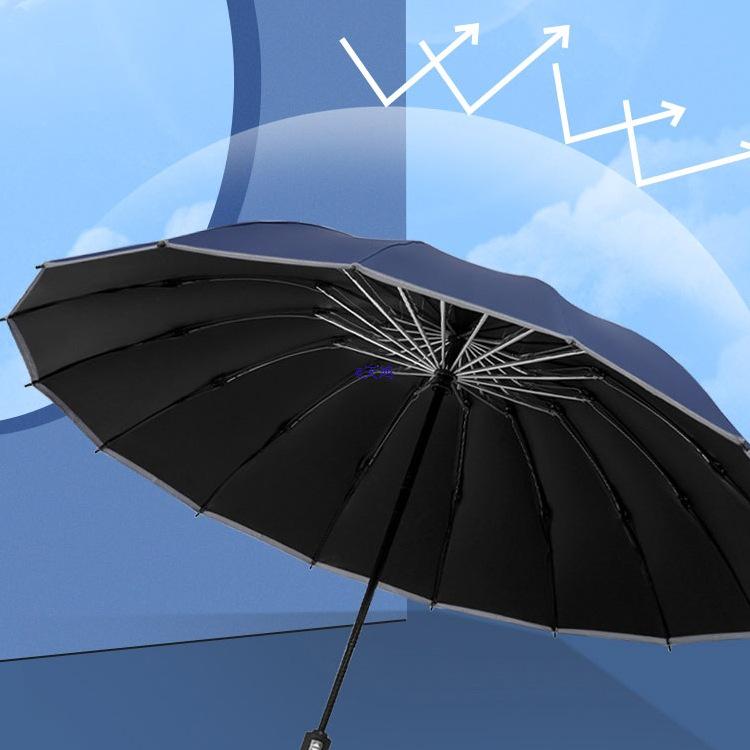 32-Rib Automatic Folding Umbrella, Reinforced Windproof, Dual-Use Sun & Rain Protection for Men