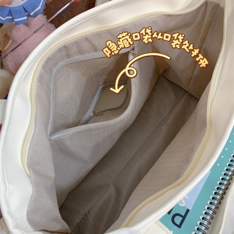High-value messenger bag, dirt-resistant nylon cloth, transparent compartment, millet bag, shoulder bag, college style, small and fresh tote bag.