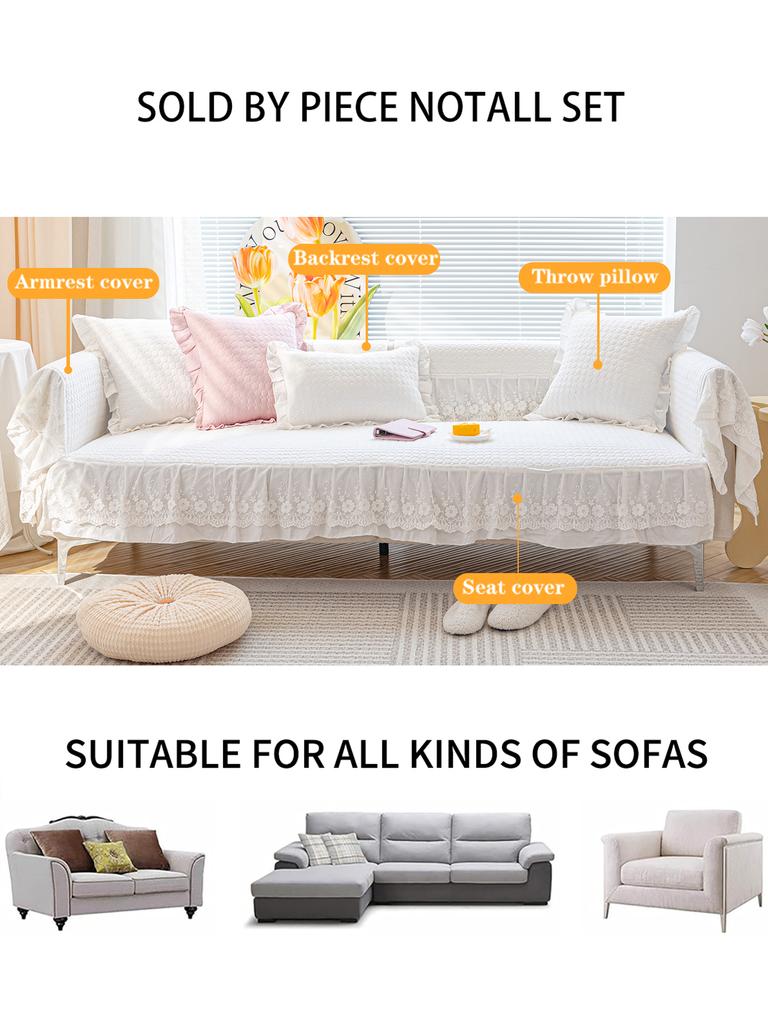 1 Pc Lace Cloth Art Pure Cotton Non-slip Sofa Cushion Is Suitable for Sofa Bedroom Bay Window Four Seasons General