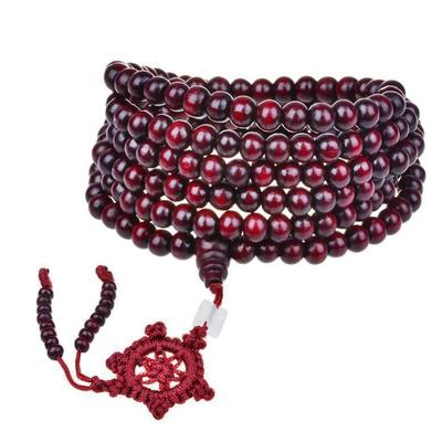 Pulseira de 108 Contas Budistas de Sândalo - Design Moderno de Três Voltas para Mulheres