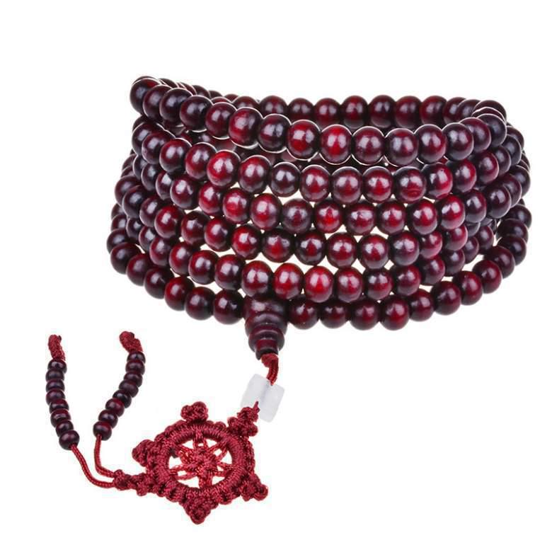 108 Sandalwood Buddhist Beads Bracelet - Fashionable Three-Round Design for Women