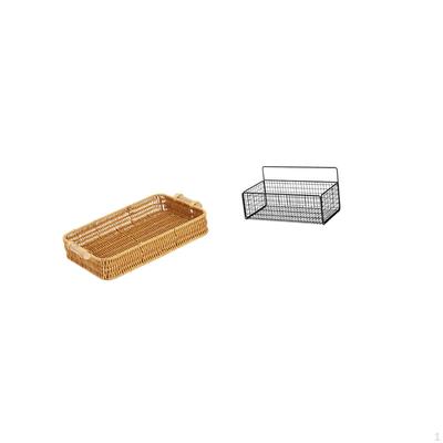 Woven Fruit Baskets Snack Serving Bowl Bread Plate for Desktop Wall Hanging Floating Shelves Metal