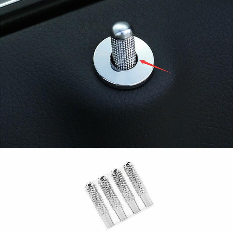 Silver Aluminum Inner Door Lock Down Bolt Ring Trim For Benz C-Class W205 15-21