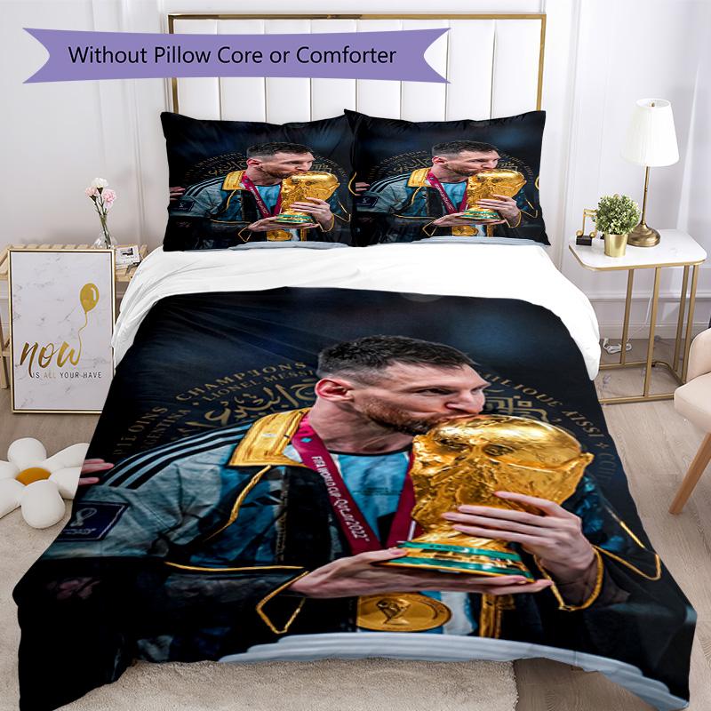 Messi Bedding Set Breathable Duvet Cover with Pillowcases Decorative Bed Linen for Bedroom Home Decoration Birthday Gift