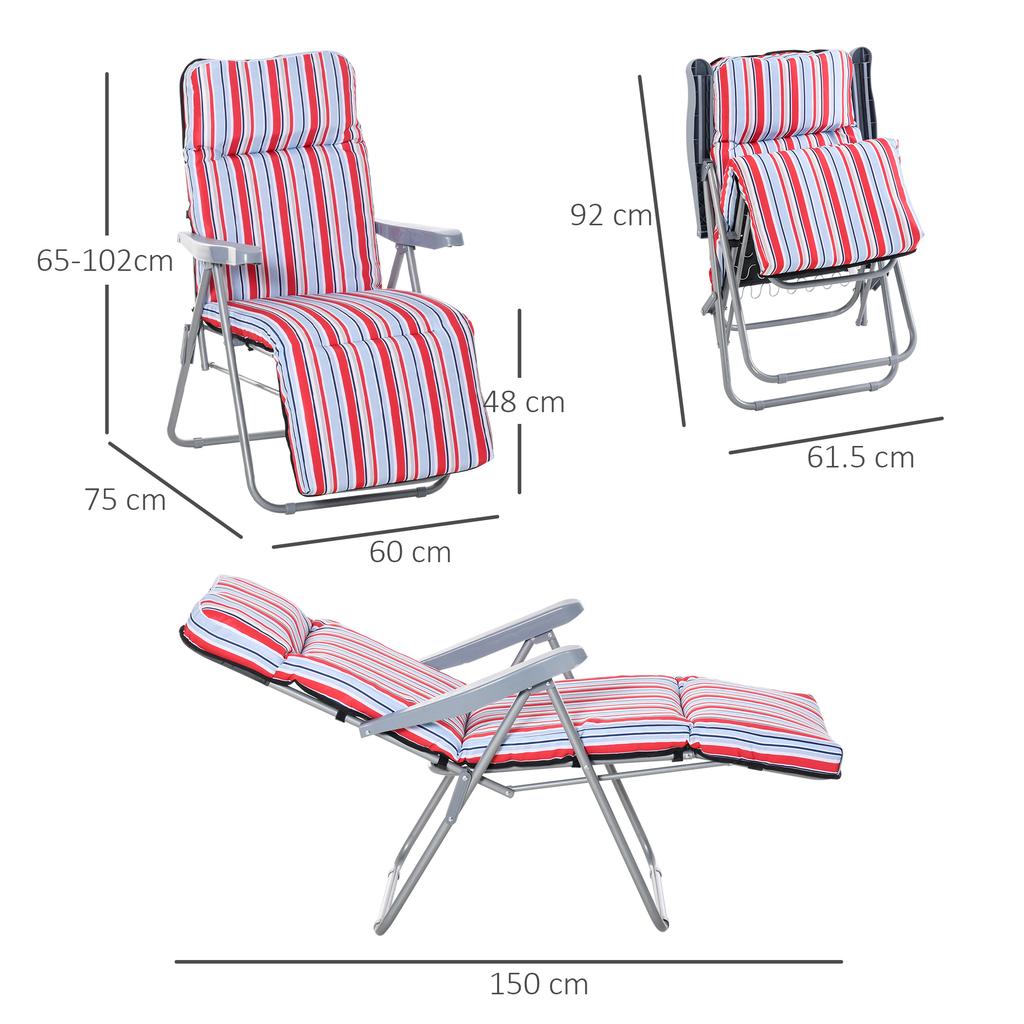 Reclining Garden Chair Set of 2, 5-Level Adjustable Zero Gravity Chairs with Cushions