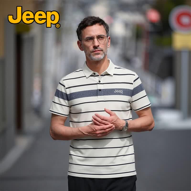 JEEP Men s Striped Breathable Polo Shirt XL