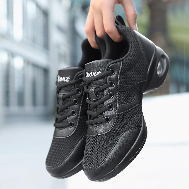 נעלי ריקוד סוליה רכה לנשים רשת נושמת נעלי ספורט ריקוד מודרני כרית אוויר נוחות נעלי אימון ג'אז גובה 5 ס"מ