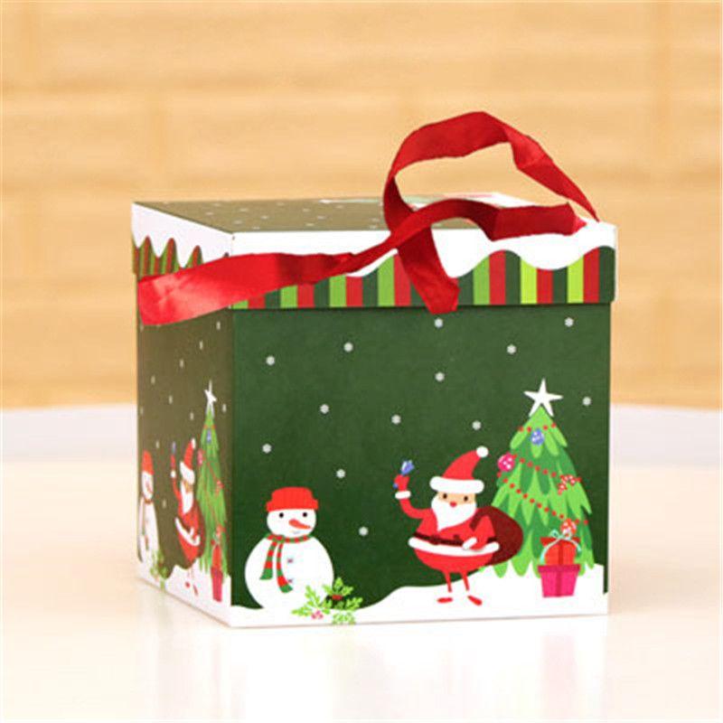 

Большая 3 шт. Премиальная Рождественская Подарочная Коробка с Крышкой Лента Рождественский Подарок Квадратная Коробка Green,15x15cm