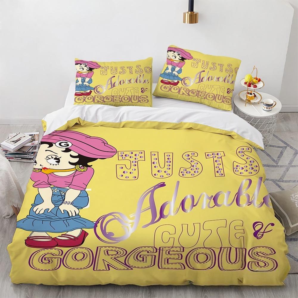 Cartoon Betty Duvet Cover Pillowcase Bedding Set BoyGirl Bedroom Decoration ChildrenGift Single Double Large SizeZip Duvet Cove