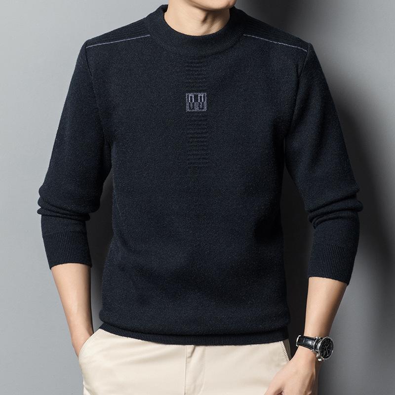 New Knitted Sweater Men's Anti-Pilling, Long Sleeve Crew Neck Bottom Shirt Autumn and Winter Casual Knitted Pullover