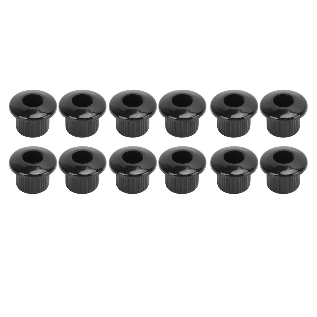 12Pcs Acoustic Guitar Tuner Conversion Bushing 10mm Plastic Adapter Accessory Set Kit Black