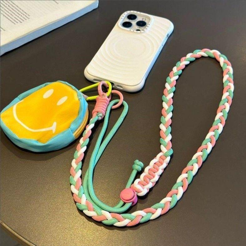 Dopamine color scheme mobile phone case lanyard adjustable messenger portable pendant storage bag multi-functional anti-lost lanyard female