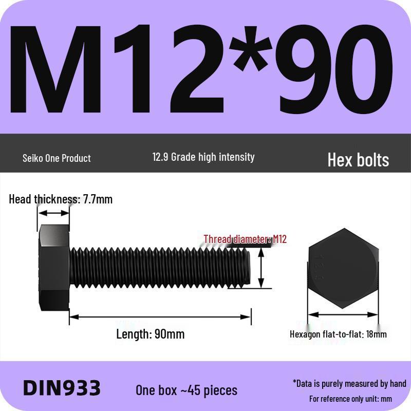 High Strength Class 12.9 Hex Bolt Set: M4-M16 Sizes