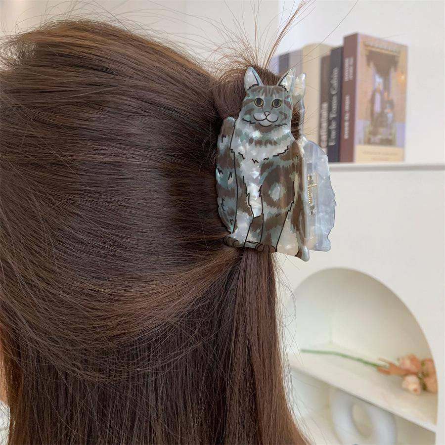 Cute Acetic Acid Cat Hair Claw For Women Cartoon Korean Style Kitten Claw Clip Hair Accessories Headdress Animal Shark Clip