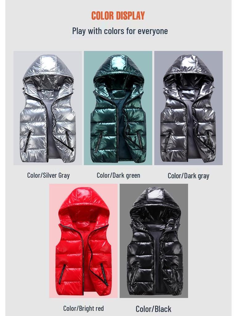 2024 Modische glänzende Baumwollweste für mittelgroße bis große Kinder & Partnerlook für Eltern und Kind Schuluniform Ärmellose Jacke