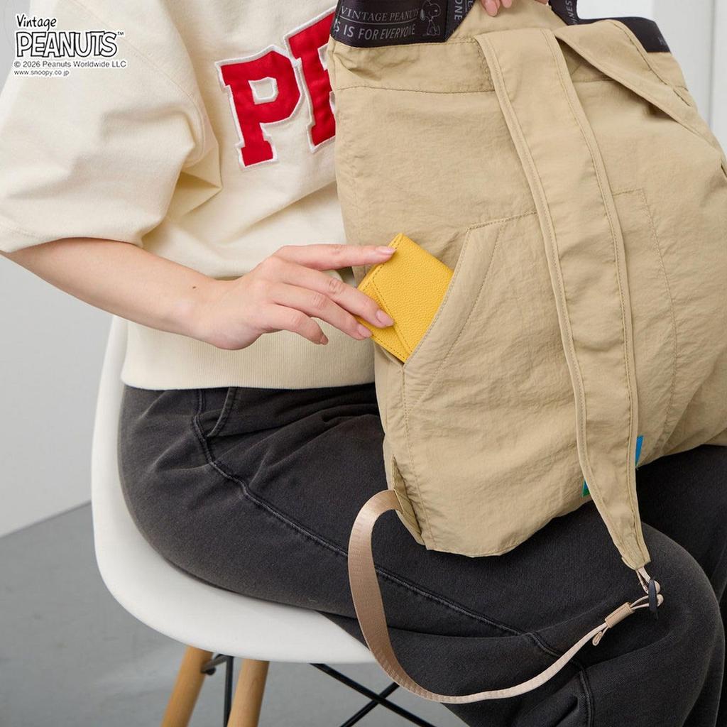 Tote Snoopy A4 Backpack 8506 [Rootote] Women's Bag, Embroidery, Size, Lightweight, Foldable, Style, 2-Way, IP.Meckel.Peanuts-1D