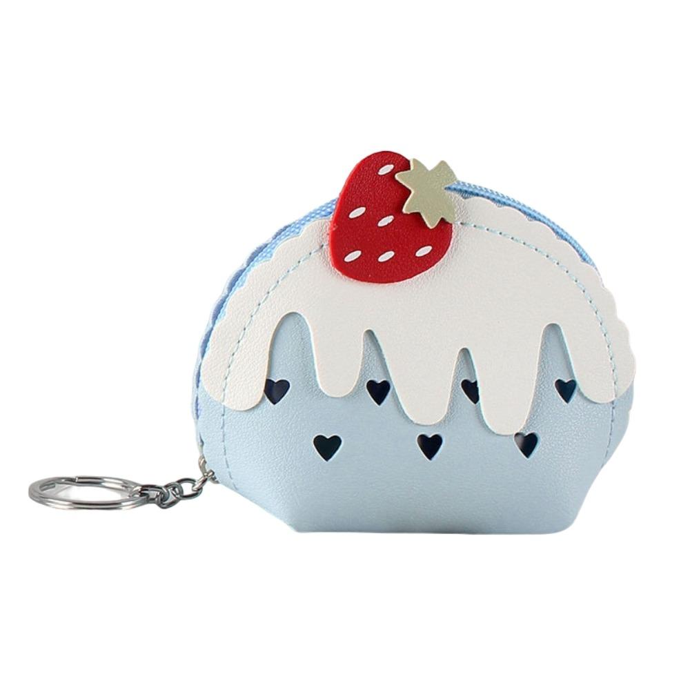 

Strawberry Mini Leather Bag Ice Cream Card Holder Fashion Keyring Pendant Gifts синий