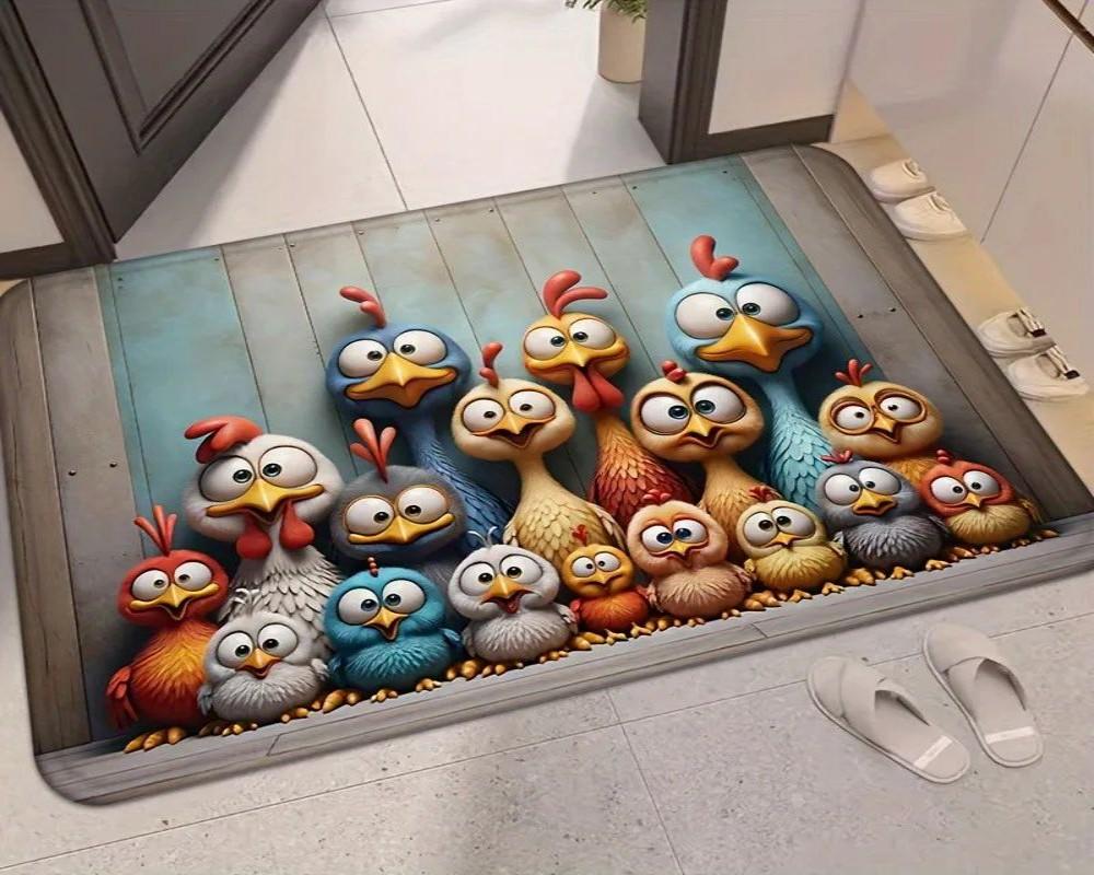 

VIKAMA Holiday Collection “Big-Eyed Chick” Family Design Doormat Suitable for bedrooms, bathrooms, kitchens, and home entrances 40x 60cm