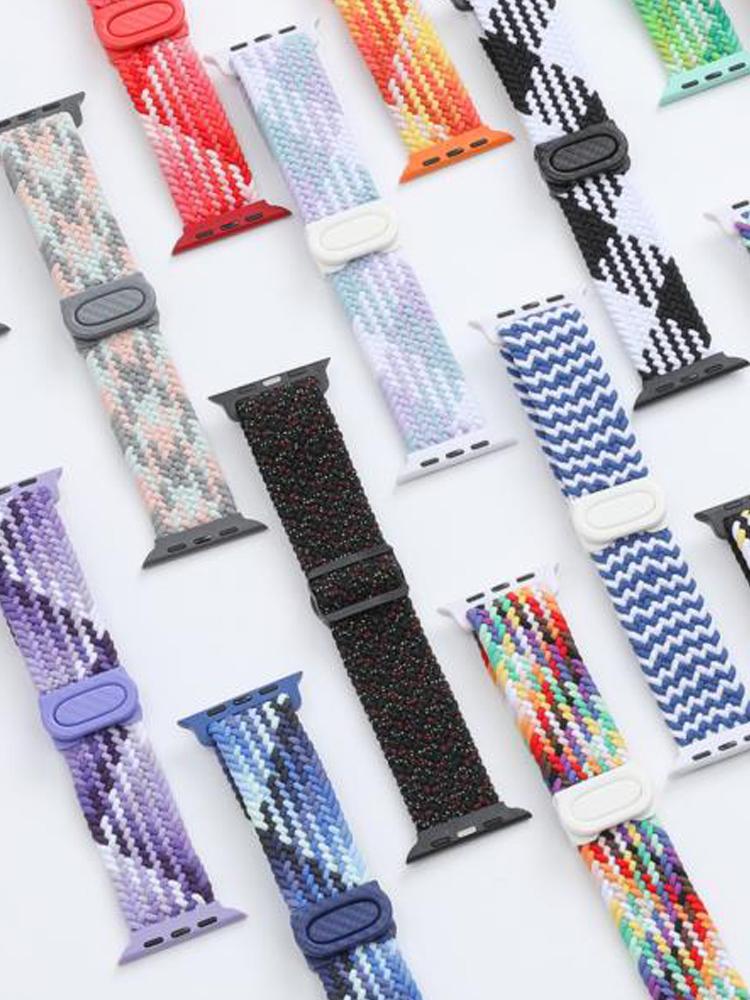 Straps For Apple Watch Ultra 2 Band 49mm 44mm 45mm 41mm 46mm 42mm Braided Solo Loop Elastic Bracelet iWatch Series 9 8 7 6 3 10