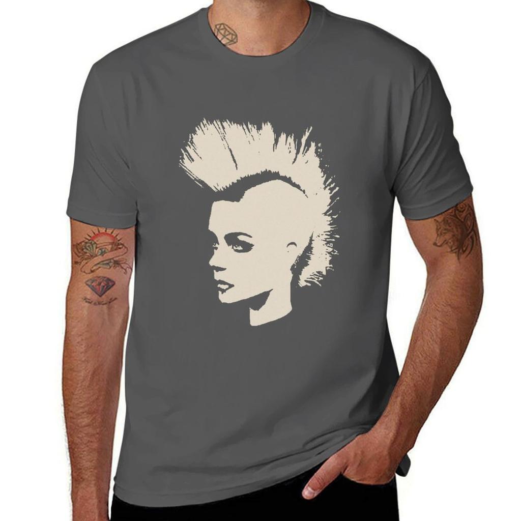 Punk Girl Unichrome Print Tshirt Large Size Short Sleeve Tshirt