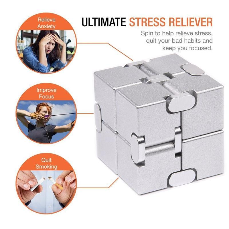 Metal Infinity Cube Fidget Toy Stress Anxiety Relief Sensory Toys Gift for Adults GZW