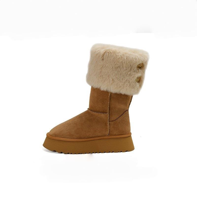 Thick-soled tall snow boots winter northeast thickened velvet cotton shoes warm long boots 40