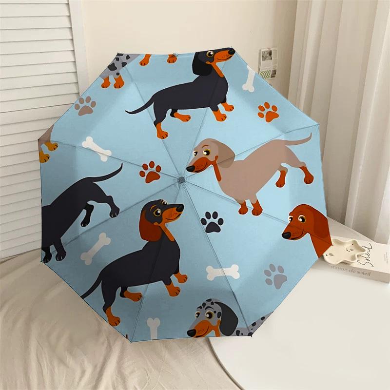 

1PC Dachshund paw prints Automatic Open/Close Umbrella with Windproof, 8-Rib Sturdy Canopy, Durable Ribs, Fashionable Design1313A