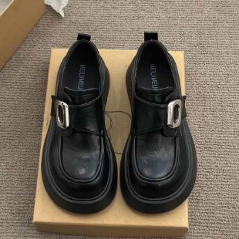 Thick-soled big-headed women's spring new Velcro small leather shoes single shoes