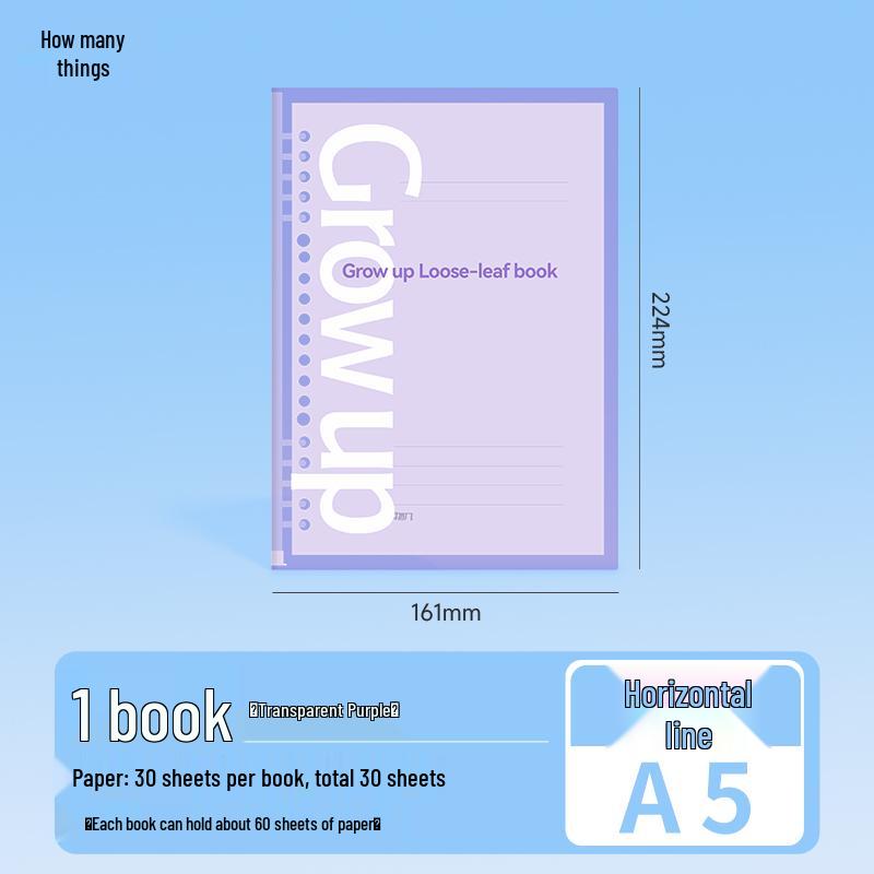 Comfortable Colorful Loose-Leaf Binder: B5/A4/A5, Detachable & Replaceable Pages, Ideal for College Students Studying for Exams