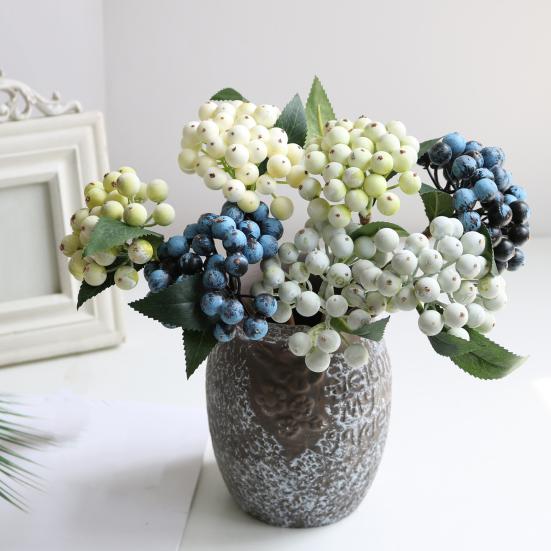 10 Inch Artificial Berry Picks Faux Blue/Red/Orange Berries Stem Farmhouse Rustic Fake Fruit Branch for Wedding Party Home Decor