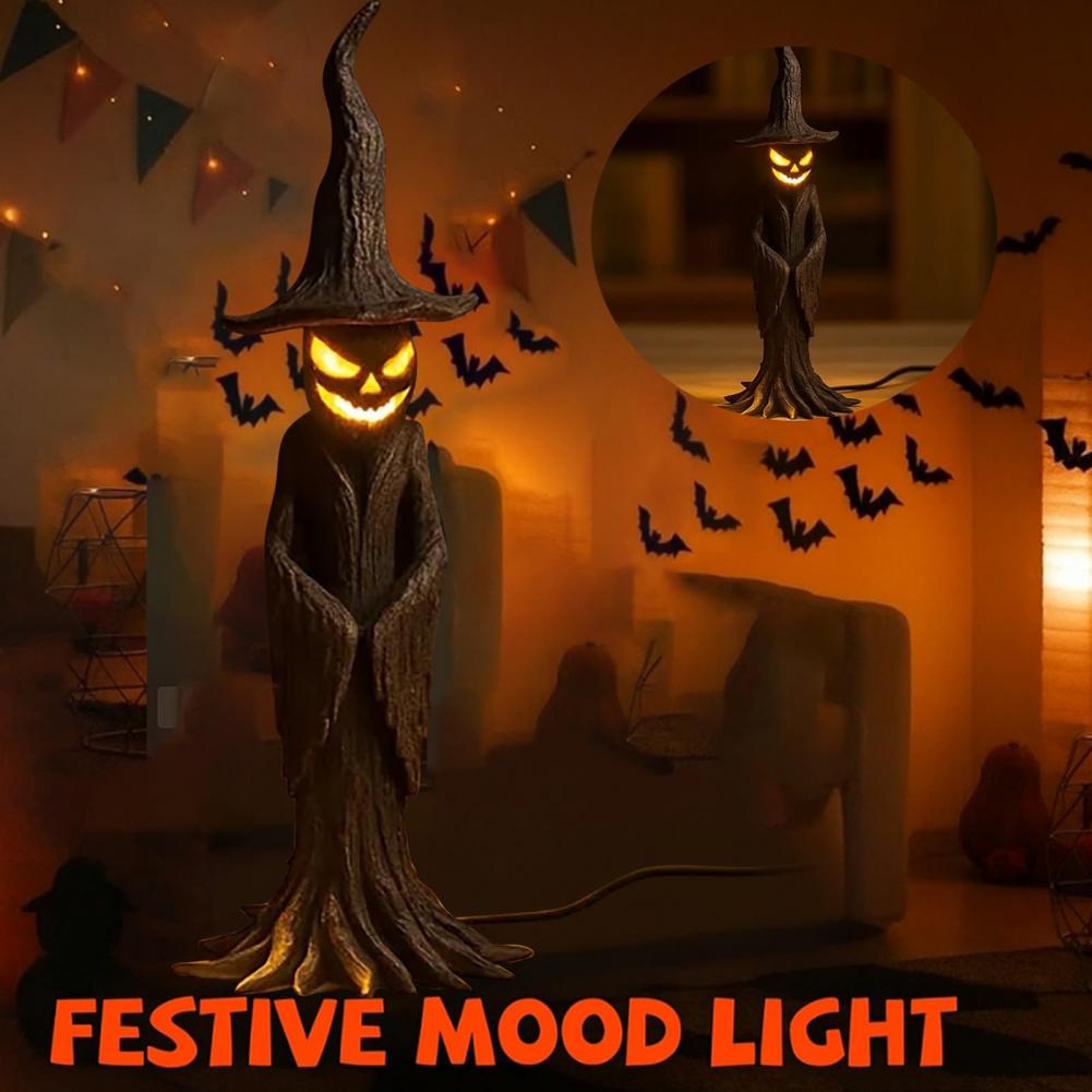 Multi-purpose Witch Display Witch Light Halloween Decor Enchanting Handmade Resin Witch Statue Lamp with Led