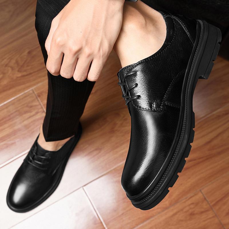 Fashion Lace Up Wedding Shoes New Men's Oxfords Flats Genuine Leather Men Formal Business Leather Shoes High Quality Male Casual Shoes