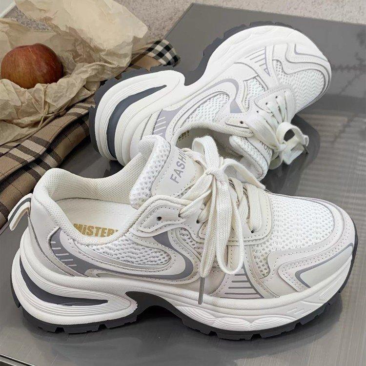 Popular fried street platform dad shoes women increase ins tide 2025 new summer mesh breathable casual sports shoes