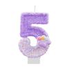 Dreamy Purple Gradient Cat Paw Number Candles - Creative Cartoon Cake Decorations
