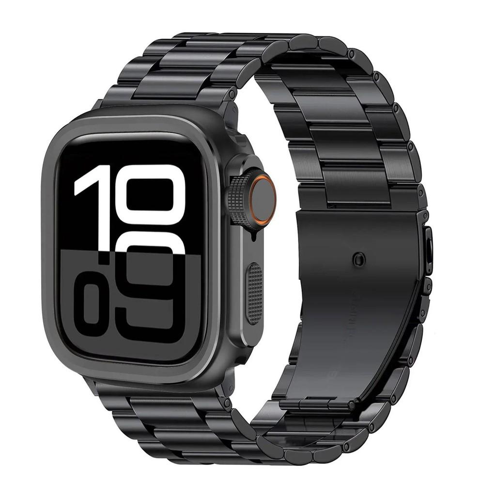 Alloy Case+Stainless Steel Strap For Apple Watch Ultra 2 1 49mm 46mm 45mm 44mm Hollow Out Protective Cover For Iwatch 10 9 8 7 6