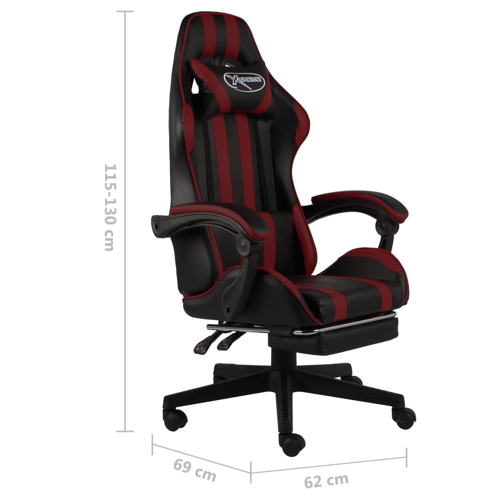 Gaming Chair with Footrest Black and Burgundy Artificial Leather