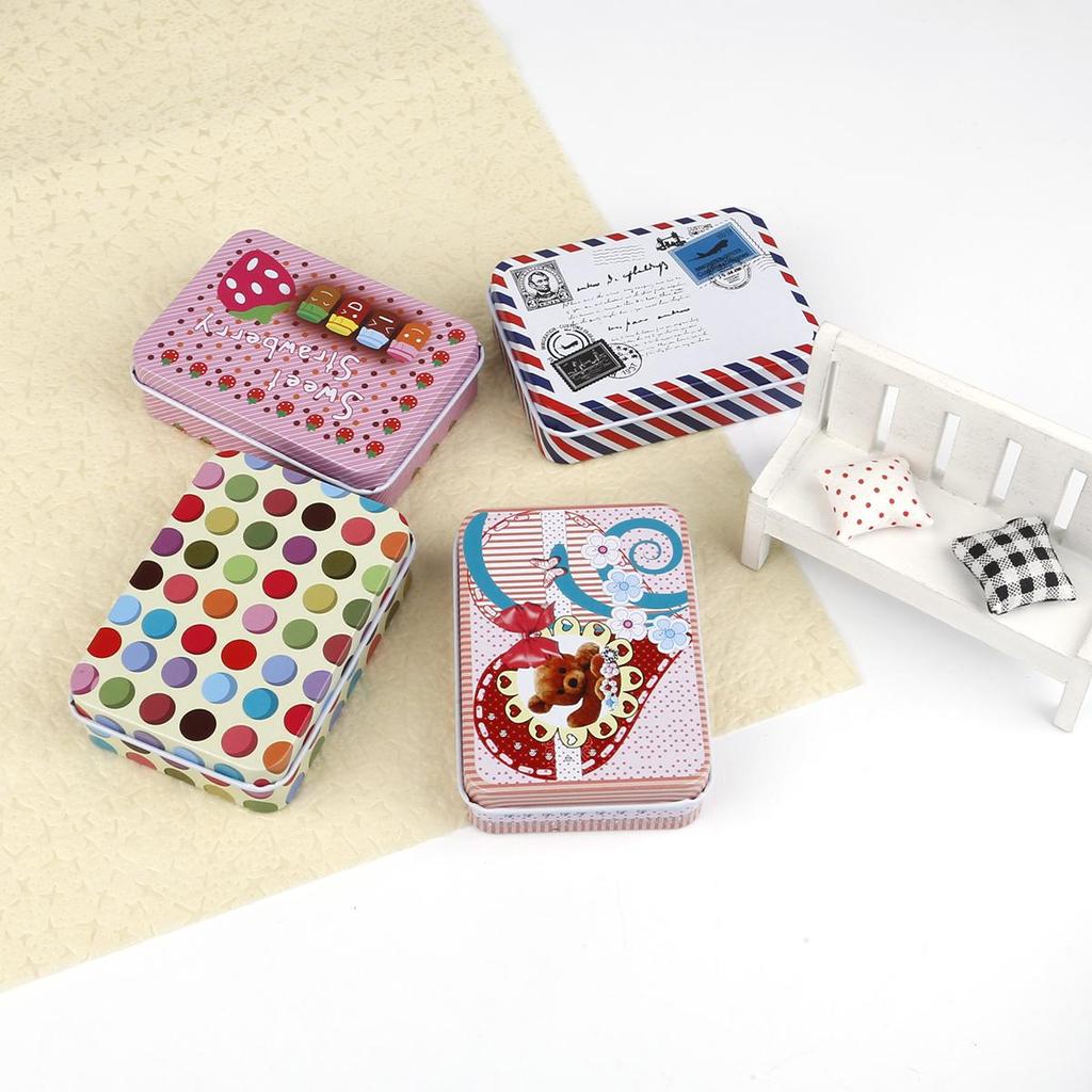 Small Storage Boxes Mini Cute Kawaii Cartoon Tin Metal Box Case Home Storage Organizer For Jewelry Kids Toy Gift Home Supplies