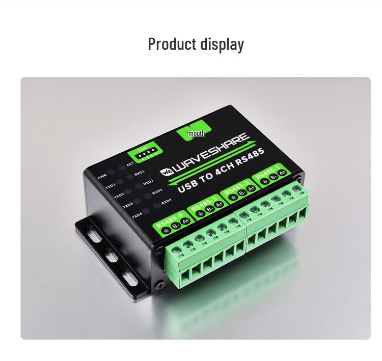 USB To 4-Port RS485 Converter with Metal Casing and Multi-Protection for Simultaneous Independent Serial Communication