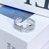 Sweet Light Luxury Zircon Super Flash Exquisite Open Ring Niche High-End Sense Stacking Wearing Colored Treasure Ring Women'S Model