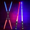 Laser Sword Lightsaber Red and Blue Double Saber Rave Transformation Children's Gift Cosplay Weapon Boy Cool Flashing Toy