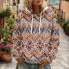 Women's Floral Print Casual Hoodie with Pocket and Long Sleeve Top