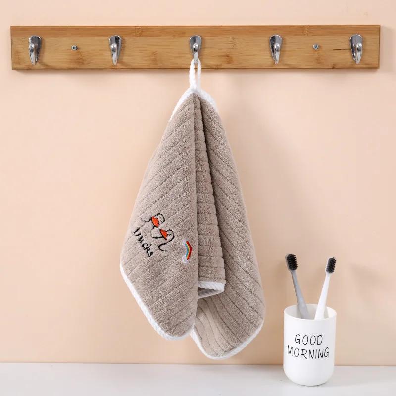 Niedliche Handtücher, Badezimmertücher mit Aufhängeschlaufe, Mikrofaser-Coral-Fleece, saugfähig für Küche, Badezimmer, Schlafzimmer