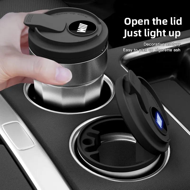 Car Ashtray Upgrade Creative Coffee Cup Style Car with Lid LED Metal Ashtray For BMW G80 G06 G07 G42 G14 G15 X1 X3 X5 M2 M3 M4 M