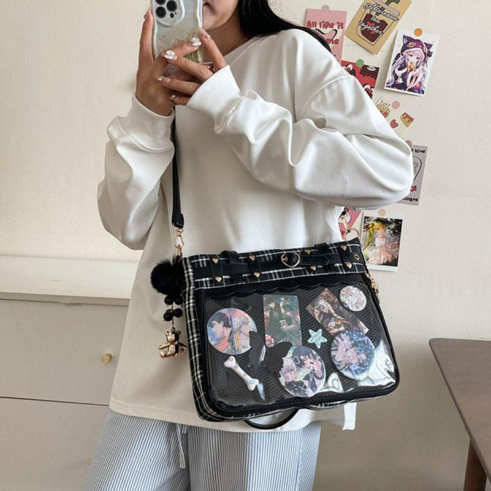 Large Capacity Cartoon Anime Itabag Y2K Transparent Shoulder Bag Creative JK Crossbody Bag Travel