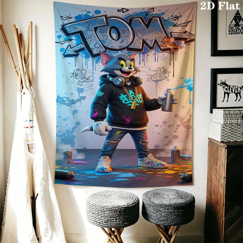 Tom and Jerry B Wall Hanging Printed Fabric Blanket Decorative Tapestries for Bedroom Living Room Home Decor