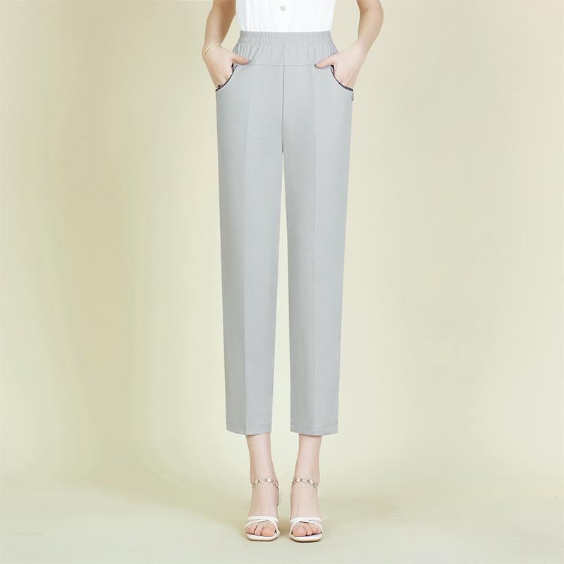 Mom's Ice Silk Cool Nine-Point Pants for Summer - Loose Fit for Mid-Aged and Elderly Women